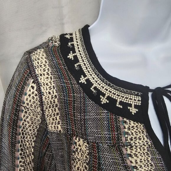 Altar'd State Blouse Black Peasant Metallic Hippie Boho Festival S NWT - Picture 3 of 13